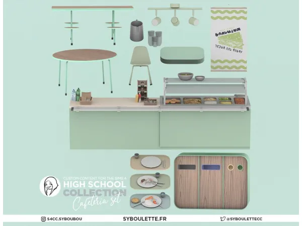 Alpha HIGH SCHOOL CAFETERIA SIMS 4 by syboulette - The Sims 4 Custom Content