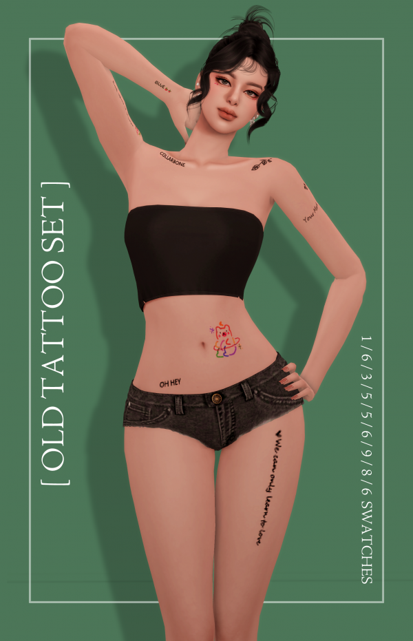 Mix [RIMINGS] OLD TATTOO SET (PUBLIC) by simsfinds - The Sims 4 Custom Content