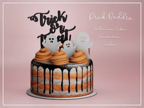 Alpha Halloween Cakes by Pink Baddie - The Sims 4 Custom Content