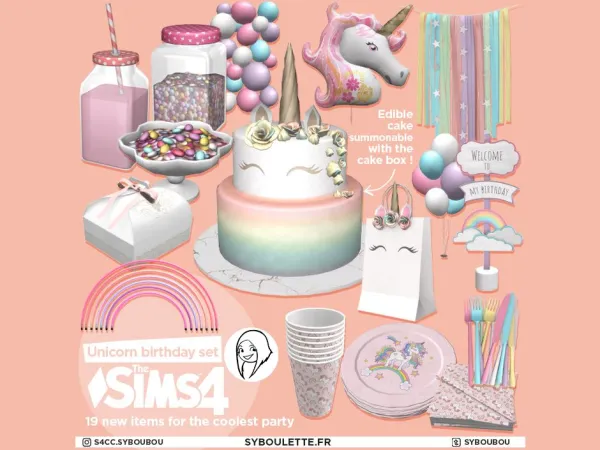 Alpha UNICORN BIRTHDAY SIMS 4 by syboulette - The Sims 4 Custom Content