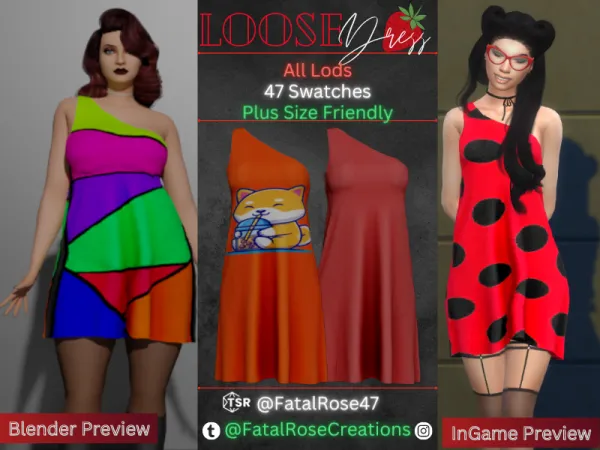 Alpha Loose Dress - The Sims 4 Custom Content