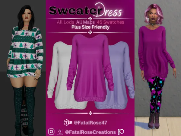 Alpha Sweater Dress - The Sims 4 Custom Content