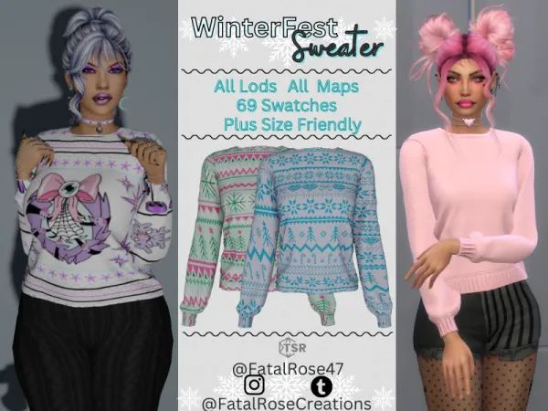 Alpha WinterFest Sweater - The Sims 4 Custom Content