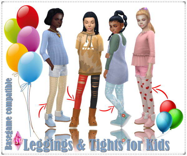 Maxis Match Leggings Tights for Kids by simsfinds - The Sims 4 Custom Content