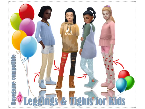 Maxis Match Leggings Tights for Kids by Annett's Sims 4 Welt ASW - The Sims 4 Custom Content