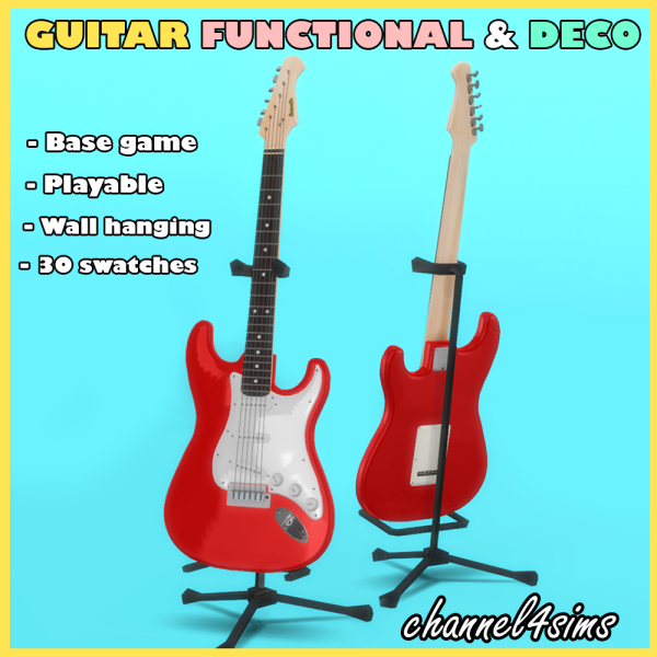 Mix Guitar Functional and Deco by simsfinds - The Sims 4 Custom Content