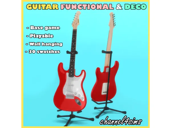 Mix Guitar Functional and Deco by channel4sims - The Sims 4 Custom Content