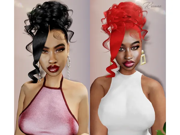 Alpha Keanna Curly Messy Bun - The Sims 4 Custom Content
