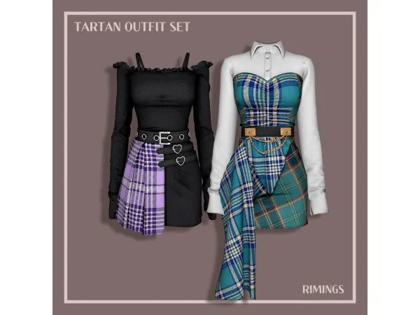 Alpha [RIMINGS] Tartan Outfit Set - The Sims 4 Custom Content