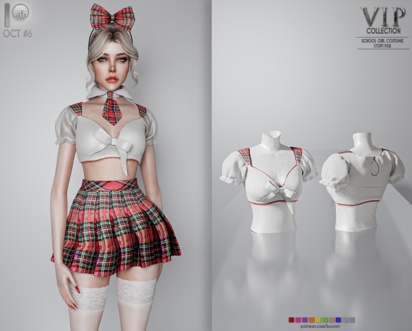 Alpha HALLOWEEN SCHOOL GIRL COSTUME (TOP) P58 tr by busratr - The Sims 4 Custom Content
