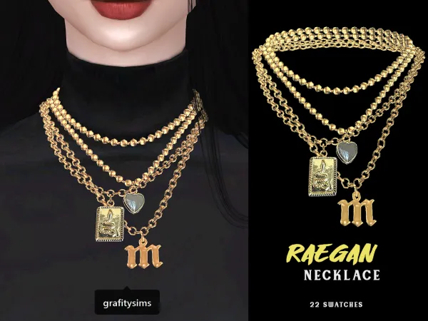 Alpha Raegan Necklace by grafity-cc - The Sims 4 Custom Content