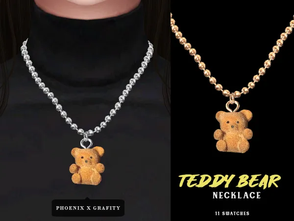 Alpha Teddy Bear Necklace - The Sims 4 Custom Content