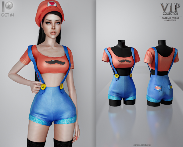 Alpha HALLOWEEN GAMER BABE COSTUME P 57 tr by busratr - The Sims 4 Custom Content