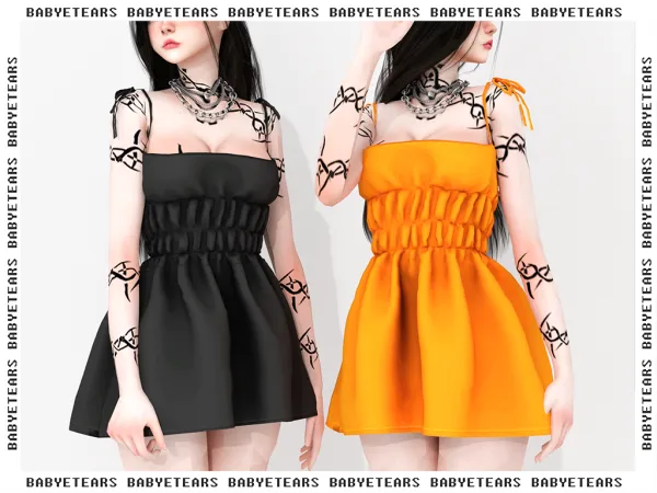 Alpha Peach dress Babyetears by babyetears - The Sims 4 Custom Content