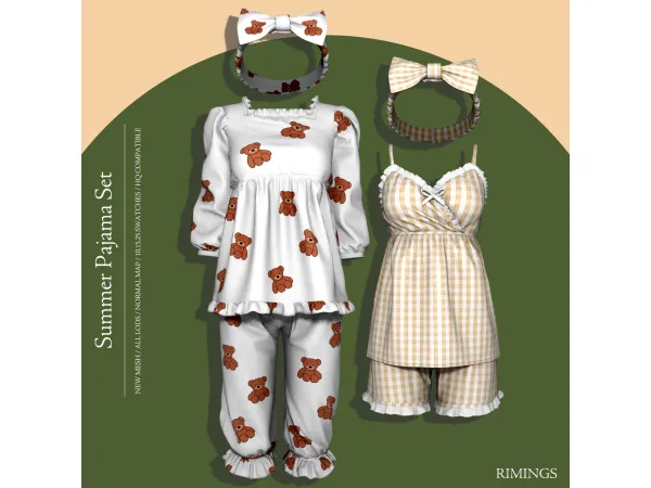 Alpha [RIMINGS] Summer Pajama Set - The Sims 4 Custom Content