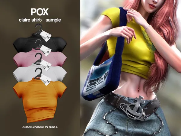 Alpha POX Claire Shirt (Sample) - The Sims 4 Custom Content
