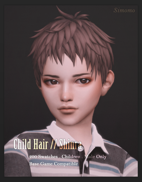 Maxis Match Shinra Hair [Child Conversion] by simsfinds - The Sims 4 Custom Content