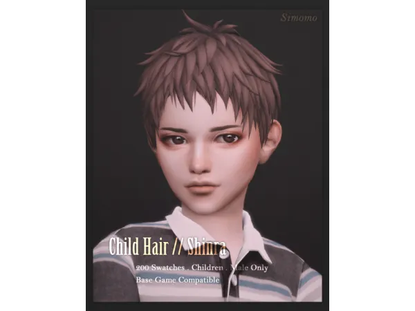 Maxis Match Shinra Hair [Child Conversion] by Simomo - The Sims 4 Custom Content