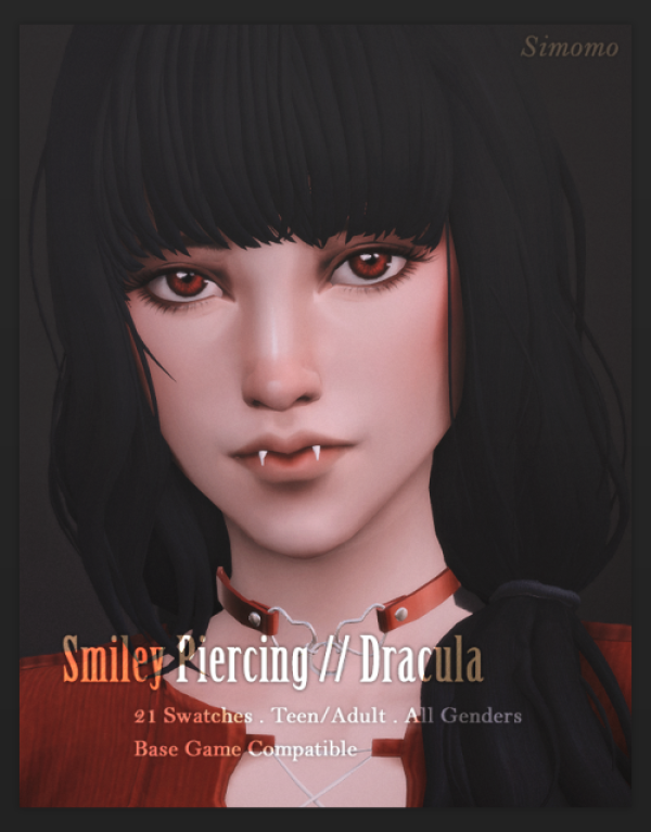 Maxis Match Dracula Smiley Piercing by simsfinds - The Sims 4 Custom Content