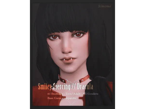 Maxis Match Dracula Smiley Piercing by Simomo - The Sims 4 Custom Content