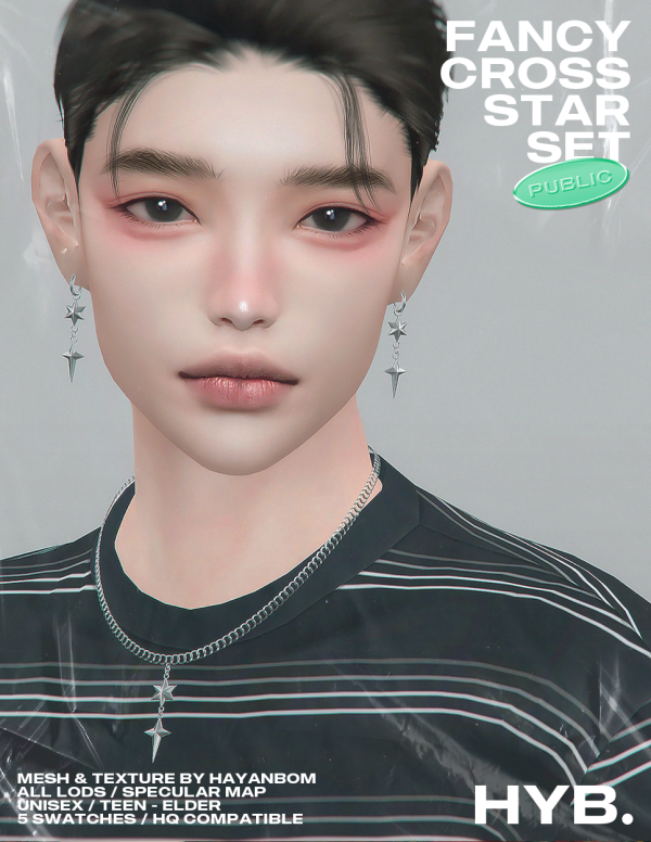 Alpha [HYB] FANCY CROSS STAR SET by simsfinds - The Sims 4 Custom Content