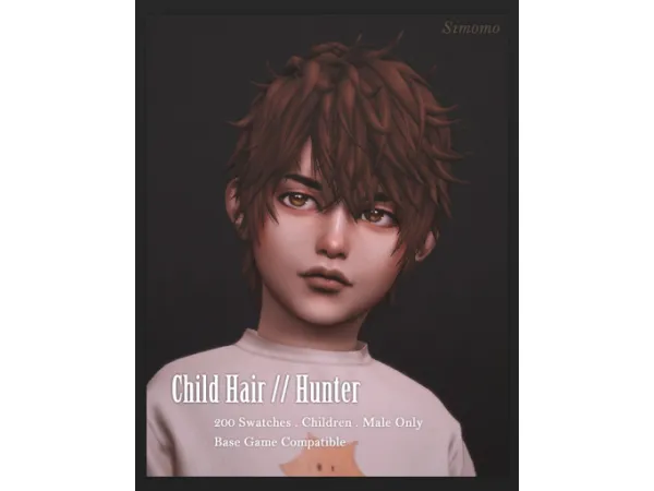 Maxis Match Hunter Hair [Child Conversion] by simomo - The Sims 4 Custom Content