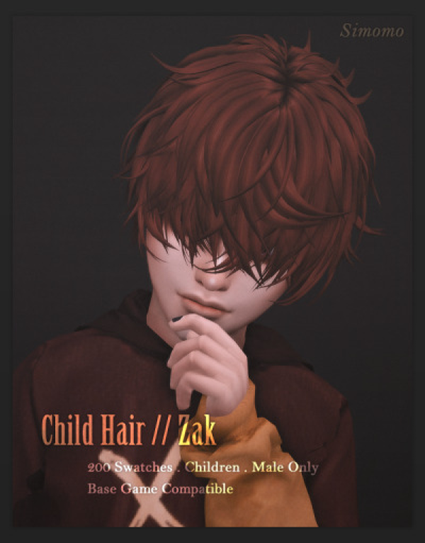 Maxis Match Zak Hair [Child Conversion] by simsfinds - The Sims 4 Custom Content
