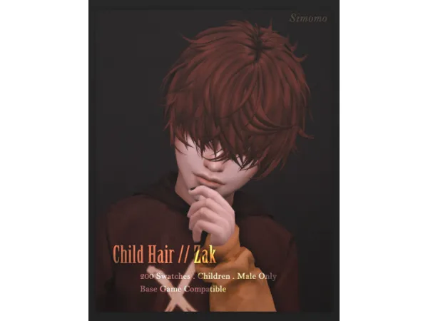Maxis Match Zak Hair [Child Conversion] by Simomo - The Sims 4 Custom Content