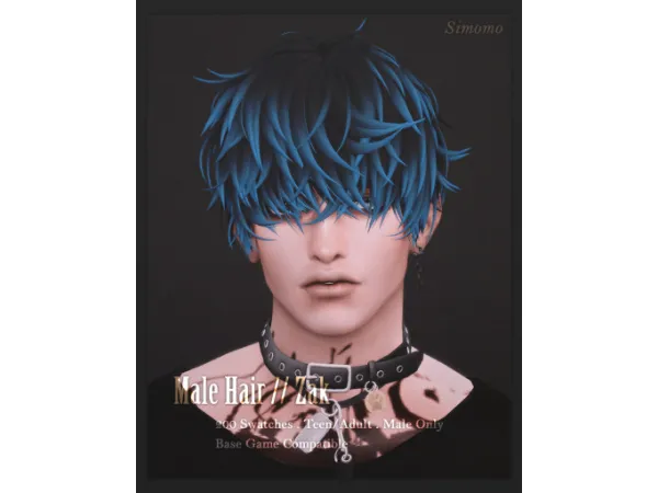 Maxis Match Zak Hair by simomo - The Sims 4 Custom Content