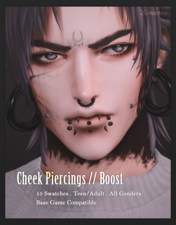 Maxis Match Boost Cheek Piercings by simsfinds - The Sims 4 Custom Content