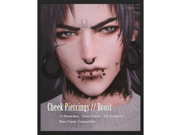 Maxis Match Boost Cheek Piercings by simomo - The Sims 4 Custom Content