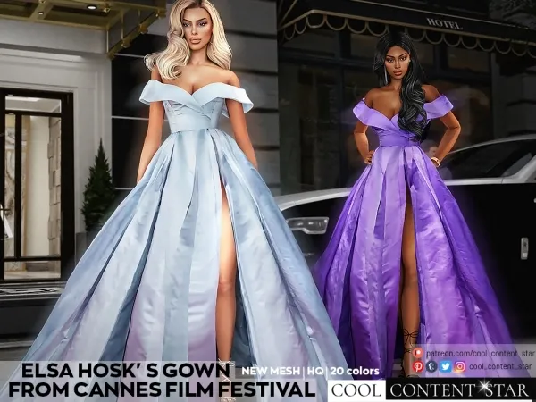 Alpha Elsa Hosk'S Gown from Cannes Film Festival cool_content_star - The Sims 4 Custom Content
