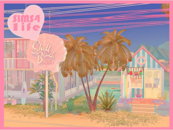 Alpha Shell Beach Inn build - The Sims 4 Custom Content