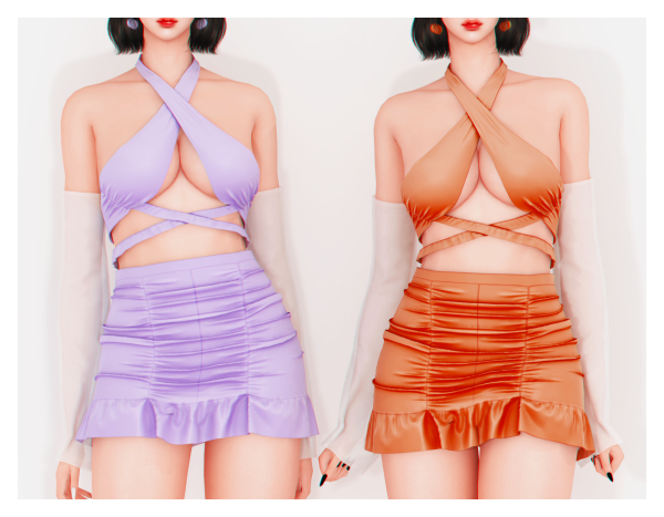 Alpha Sophie Top ' Skirt (with Sleeves Acc) by plbsims - The Sims 4 Custom Content