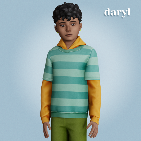Alpha Daryl hoodie by amelylina - The Sims 4 Custom Content