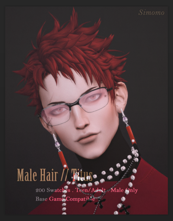 Maxis Match Titus Hair by simsfinds - The Sims 4 Custom Content
