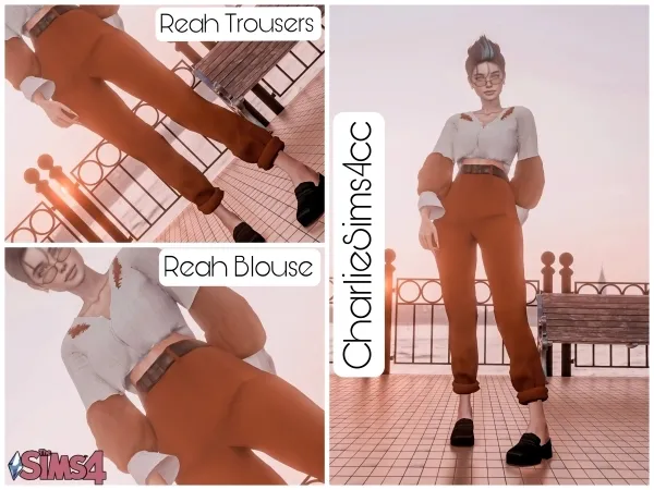 Alpha Reah Blouse and Trousers - The Sims 4 Custom Content