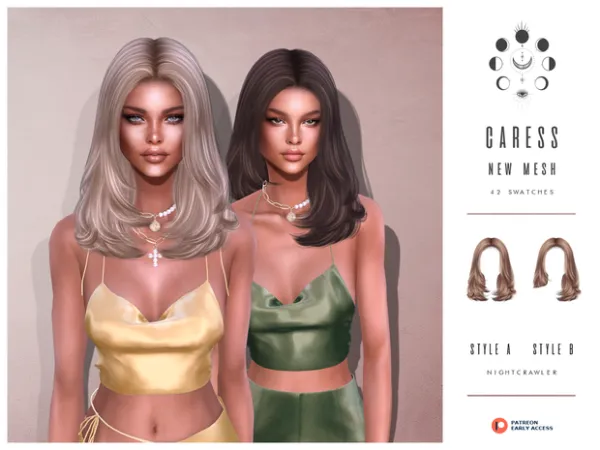 Alpha CARESS HAIR by nightcrawlersims - The Sims 4 Custom Content