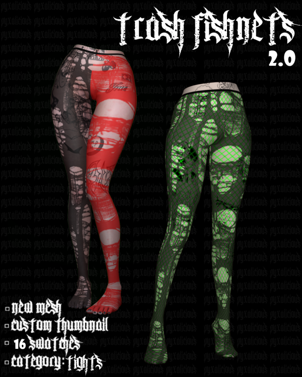 Alpha trash fishnets 20 by simsfinds - The Sims 4 Custom Content