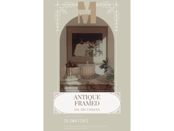 Alpha Antique Framed Oil on Canvas by Milja Maison - The Sims 4 Custom Content