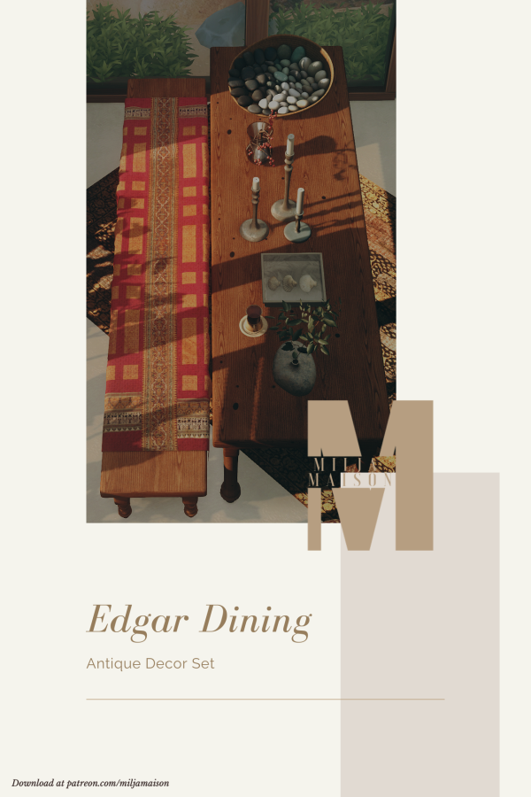 Alpha Edgar Dining Decor Set by simsfinds - The Sims 4 Custom Content