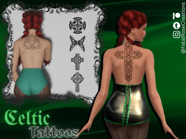 Mix Celtic Back Tattoos - The Sims 4 Custom Content