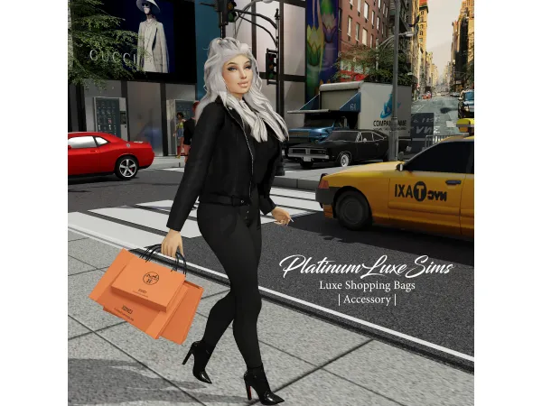 Alpha Luxe Shopping Bags (CAS Accessory) by PlatinumLuxeSims - The Sims 4 Custom Content