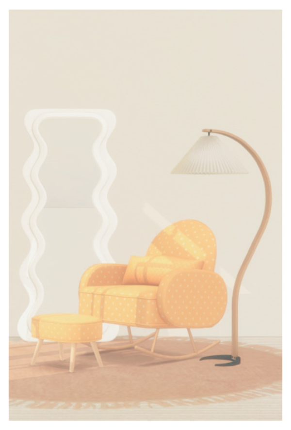 Maxis Match Sanna Rocking Chair Ottoman Floor Lamp Mirror by simsfinds - The Sims 4 Custom Content