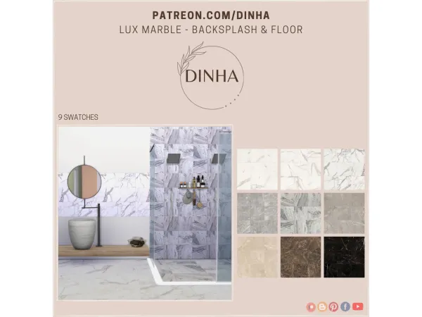 Alpha Lux Marble Backsplash Floor 9 Swatches - The Sims 4 Custom Content