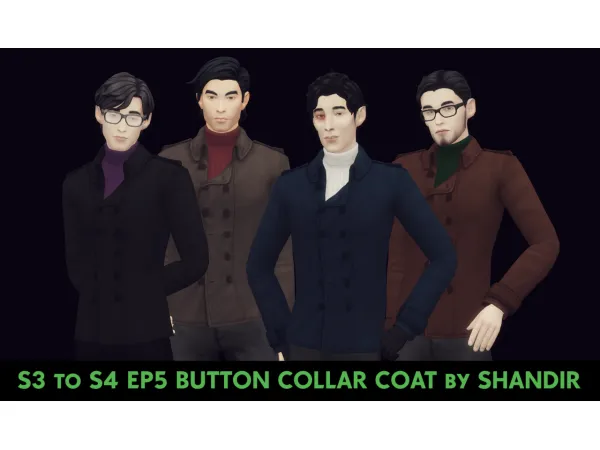 Maxis Match Button Collar Coat - The Sims 4 Custom Content