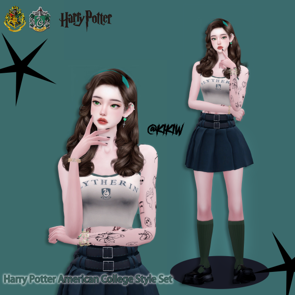 Alpha [KIKIW]Harry Potter American College Style Set by simsfinds - The Sims 4 Custom Content