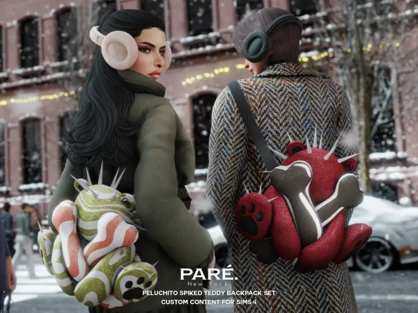 Alpha PARE Peluchito Spilked Teddy Backpack Set by bergdorfsims - The Sims 4 Custom Content