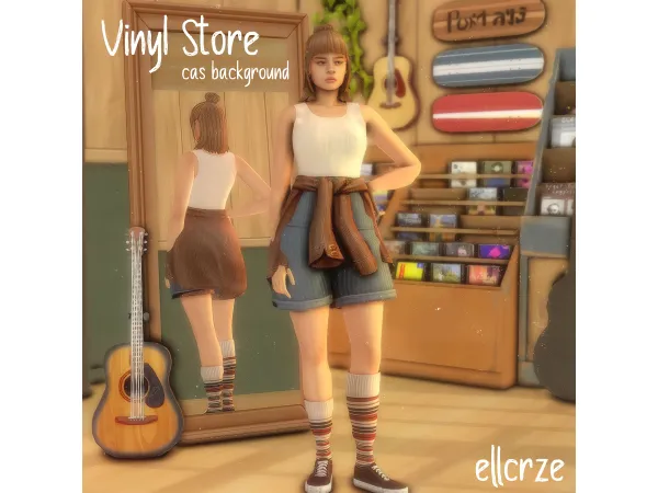 Maxis Match CAS Background Vinyl Store by ellcrze - The Sims 4 Custom Content