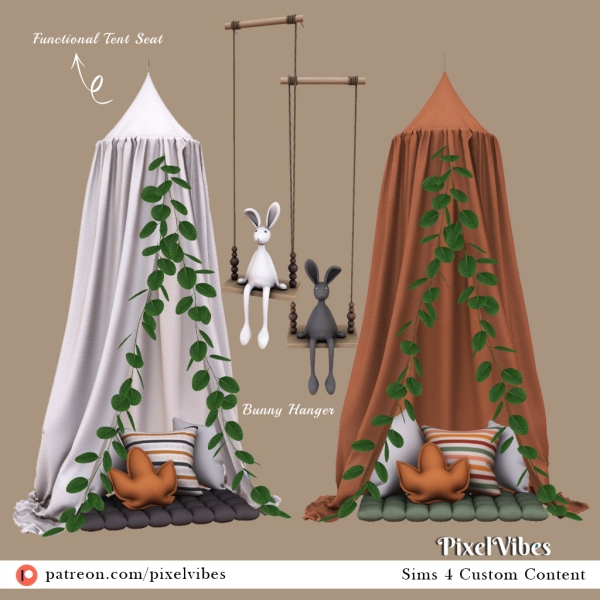 Alpha Dreamy Tent and Bunny Hanger by pixelvibes - The Sims 4 Custom Content